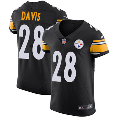 Men Nike Steelers #28 Sean Davis Black Team Color Stitched NFL Vapor Untouchable Elite Jersey