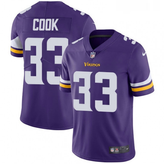 Mens Nike Minnesota Vikings 33 Dalvin Cook Purple Team Color Vapor Untouchable Limited Player NFL Je