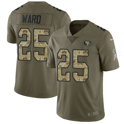 Nike 49ers #25 Jimmie Ward Olive Camo Mens Stitched NFL Limited 2017 Salute To Service Jersey