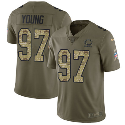 Nike Bears #97 Willie Young Olive Camo Mens Stitched NFL Limited 2017 Salute To Service Jersey