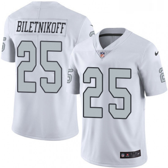 Youth Nike Oakland Raiders 25 Fred Biletnikoff Elite White Rush Vapor Untouchable NFL Jersey