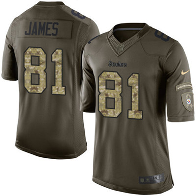 Nike Steelers #81 Jesse James Green Mens Stitched NFL Limited 2015 Salute to Service Jersey