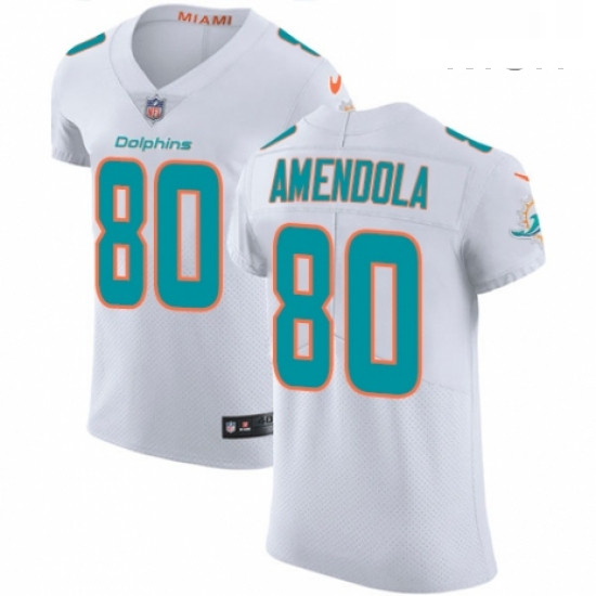 Mens Nike Miami Dolphins 80 Danny Amendola White Vapor Untouchable Elite Player NFL Jersey