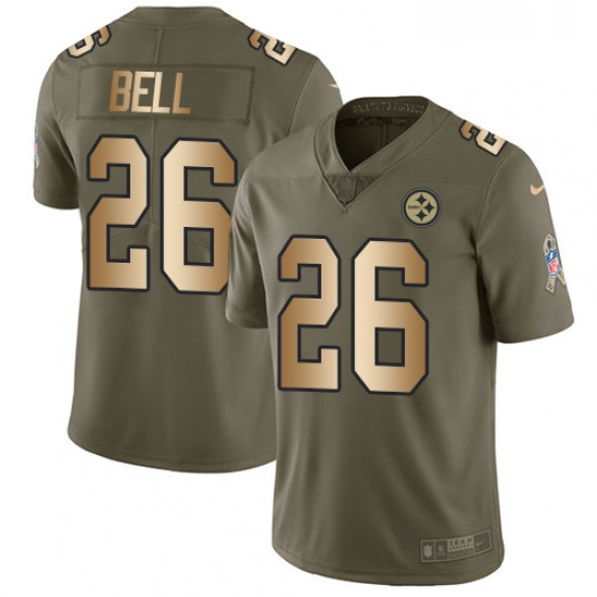 Youth Nike Pittsburgh Steelers 26 LeVeon Bell Limited OliveGold 2017 Salute to Service NFL Jersey