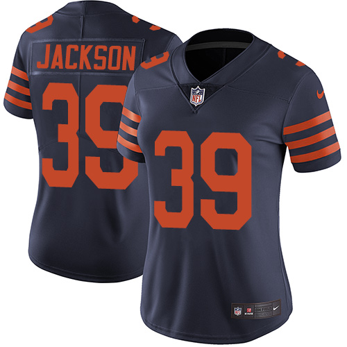 Nike Bears #39 Eddie Jackson Navy Blue Alternate Womens Stitched NFL Vapor Untouchable Limited Jerse