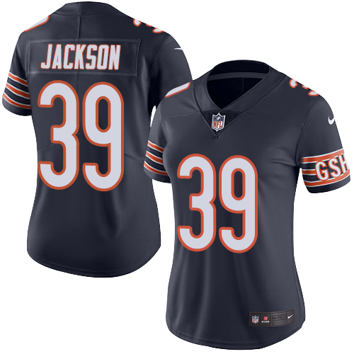 Nike Bears #39 Eddie Jackson Navy Blue Team Color Womens Stitched NFL Vapor Untouchable Limited Jers