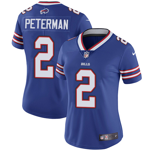 Nike Bills #2 Nathan Peterman Royal Blue Team Color Womens Stitched NFL Vapor Untouchable Limited Je