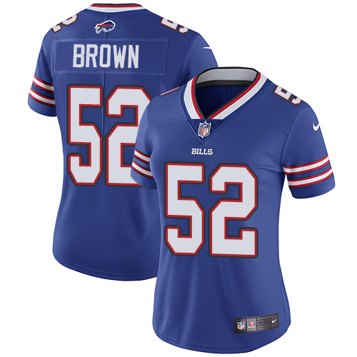 Nike Bills #52 Preston Brown Royal Blue Team Color Womens Stitched NFL Vapor Untouchable Limited Jer