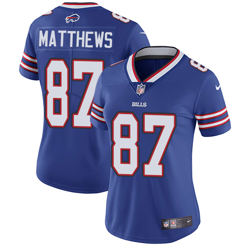 Nike Bills #87 Jordan Matthews Royal Blue Team Color Womens Stitched NFL Vapor Untouchable Limited J