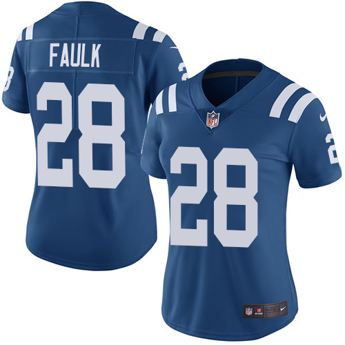 Nike Colts #28 Marshall Faulk Royal Blue Team Color Womens Stitched NFL Vapor Untouchable Limited Je