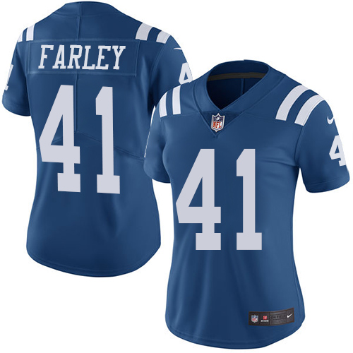 Nike Colts #41 Matthias Farley Royal Blue Team Color Womens Stitched NFL Vapor Untouchable Limited J