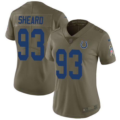 Nike Colts #93 Jabaal Sheard Olive Womens Stitched NFL Limited 2017 Salute to Service Jersey