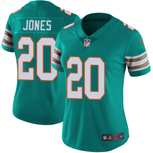 Nike Dolphins #20 Reshad Jones Aqua Green Alternate Womens Stitched NFL Vapor Untouchable Limited Je