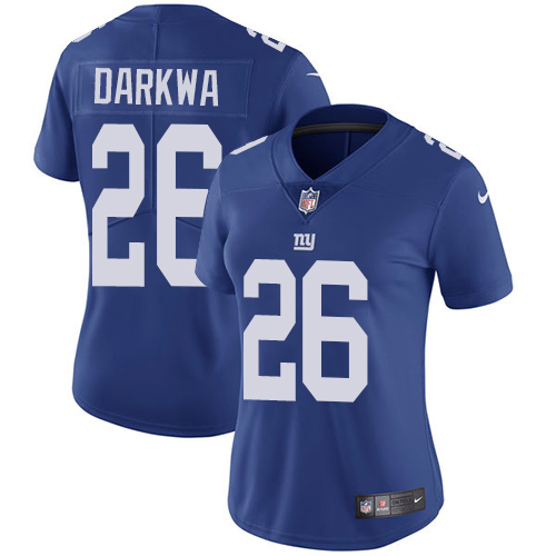 Nike Giants #26 Orleans Darkwa Royal Blue Team Color Womens Stitched NFL Vapor Untouchable Limited J