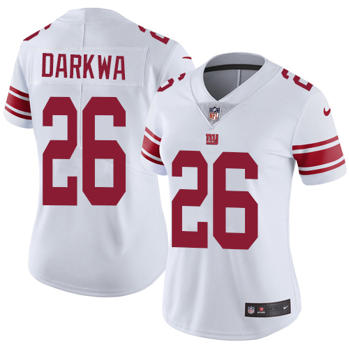 Nike Giants #26 Orleans Darkwa White Womens Stitched NFL Vapor Untouchable Limited Jersey