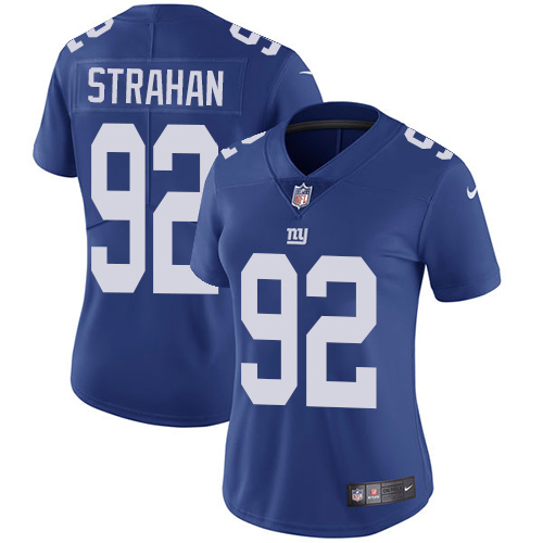 Nike Giants #92 Michael Strahan Royal Blue Team Color Womens Stitched NFL Vapor Untouchable Limited 