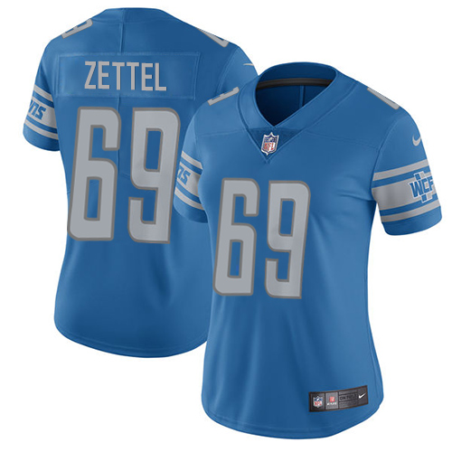 Nike Lions #69 Anthony Zettel Light Blue Team Color Womens Stitched NFL Vapor Untouchable Limited Je