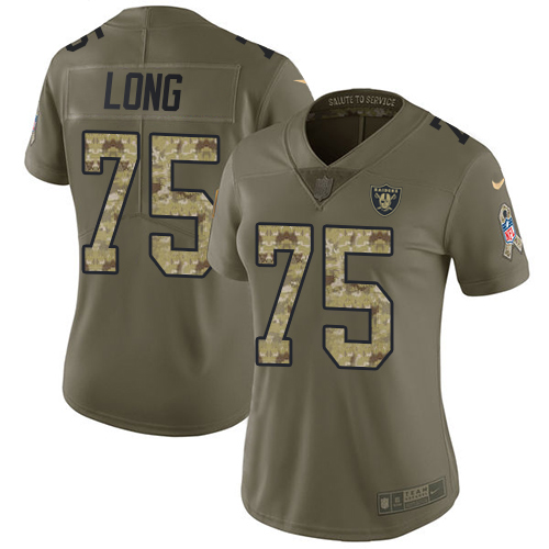 Nike Raiders #75 Howie Long Olive Camo Womens Stitched NFL Limited 2017 Salute to Service Jersey