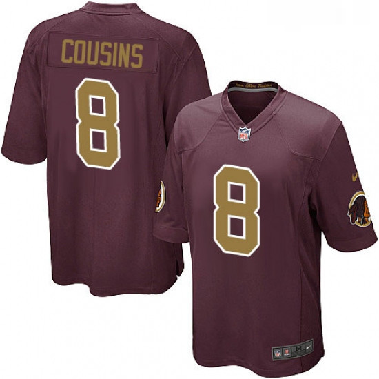 Mens Nike Washington Redskins 8 Kirk Cousins Game Burgundy RedGold Number Alternate 80TH Anniversary