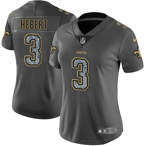 Nike Saints #3 Bobby Hebert Gray Static Womens NFL Vapor Untouchable Game Jersey