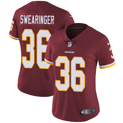 Nike Redskins #36 D J Swearinger Burgundy Red Team Color Womens Stitched NFL Vapor Untouchable Limit