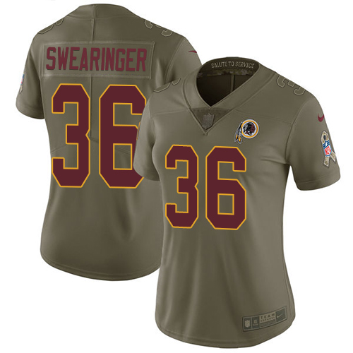 Nike Redskins #36 D J Swearinger Olive Womens Stitched NFL Limited 2017 Salute to Service Jersey