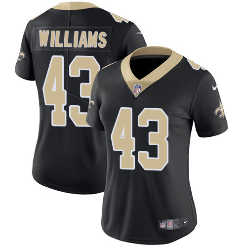 Nike Saints #43 Marcus Williams Black Team Color Womens Stitched NFL Vapor Untouchable Limited Jerse