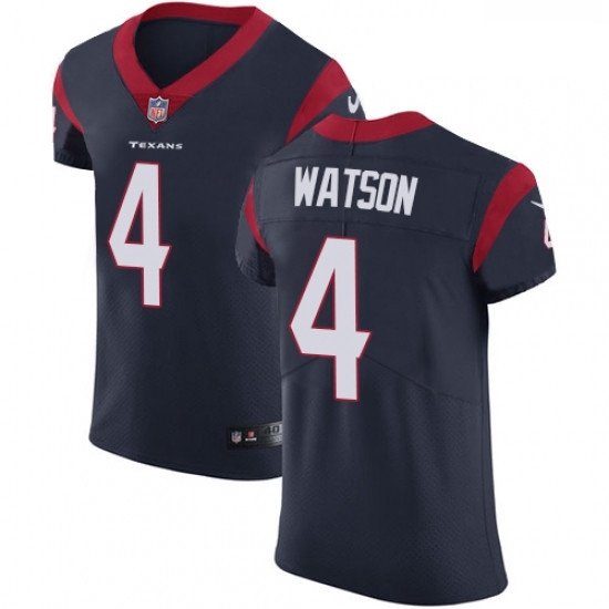 Men Nike Houston Texans 4 Deshaun Watson Navy Blue Team Color Vapor Untouchable Elite Player NFL Jer