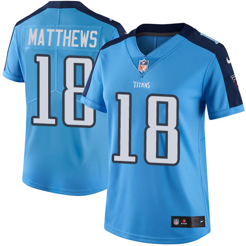 Nike Titans #18 Rishard Matthews Light Blue Team Color Womens Stitched NFL Vapor Untouchable Limited