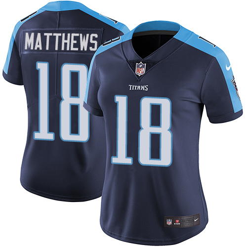 Nike Titans #18 Rishard Matthews Navy Blue Alternate Womens Stitched NFL Vapor Untouchable Limited J