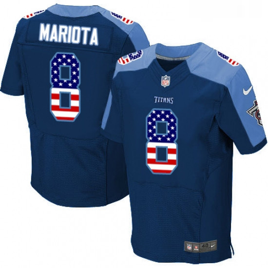 Mens Nike Tennessee Titans 8 Marcus Mariota Elite Navy Blue Alternate USA Flag Fashion NFL Jersey