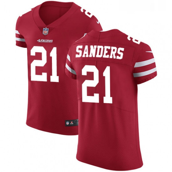 Mens Nike San Francisco 49ers 21 Deion Sanders Red Team Color Vapor Untouchable Elite Player NFL Jer