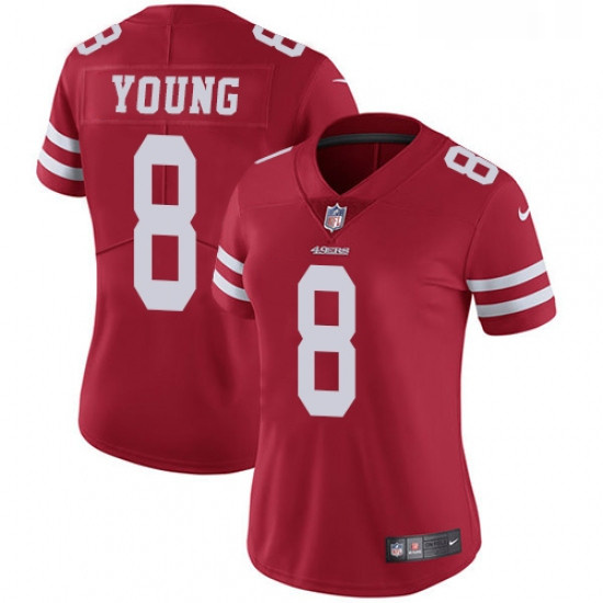 Womens Nike San Francisco 49ers 8 Steve Young Red Team Color Vapor Untouchable Limited Player NFL Je