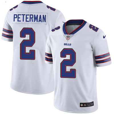 Youth Nike Bills #2 Nathan Peterman White Stitched NFL Vapor Untouchable Limited Jersey