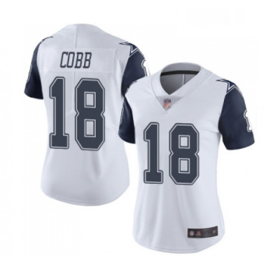 Womens Dallas Cowboys 18 Randall Cobb Limited White Rush Vapor Untouchable Football Jersey