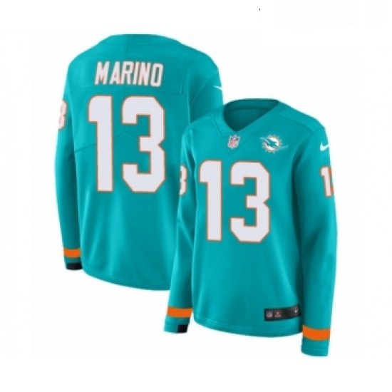 Womens Nike Miami Dolphins 13 Dan Marino Limited Aqua Therma Lon