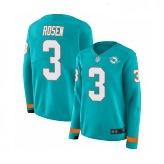 Womens Miami Dolphins 3 Josh Rosen Limited Aqua Therma Long Slee