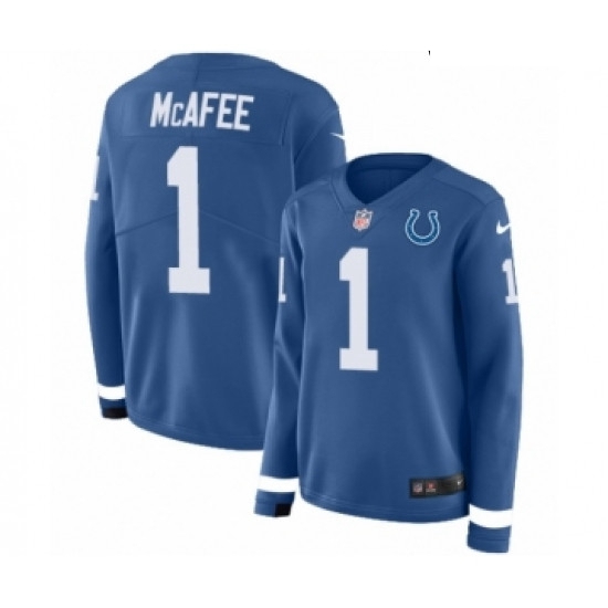 Womens Nike Indianapolis Colts 1 Pat McAfee Limited Blue Therma 