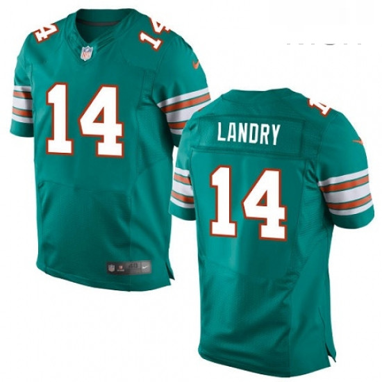 Mens Nike Miami Dolphins 14 Jarvis Landry Elite Aqua Green Alter