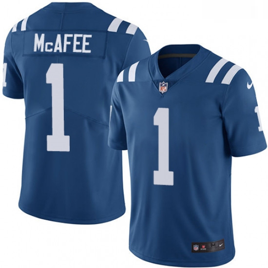 Men Nike Indianapolis Colts 1 Pat McAfee Royal Blue Team Color Vapor Untouchable Limited Player NFL 