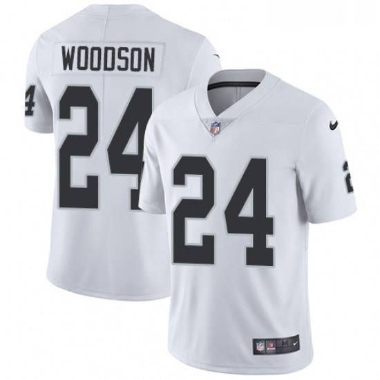 Youth Nike Oakland Raiders 24 Charles Woodson Elite White NFL Je