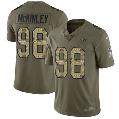 Youth Nike Falcons #98 Takkarist McKinley Olive Camo Stitched NFL Limited 2017 Salute to Service Jer