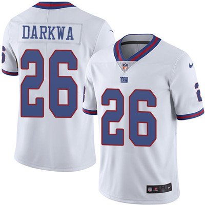 Youth Nike Giants #26 Orleans Darkwa White Stitched NFL Limited Rush Jersey