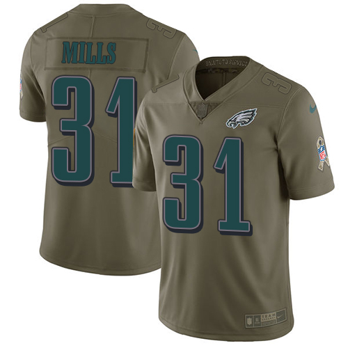 Youth Nike Eagles #31 Jalen Mills Olive Stitched NFL Limited 2017 Salute to Service Jersey