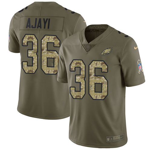 Youth Nike Eagles #36 Jay Ajayi Olive Camo Stitched NFL Limited 2017 Salute to Service Jersey