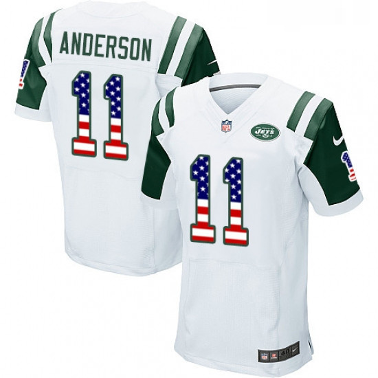 Mens Nike New York Jets 11 Robby Anderson Elite White Road USA F