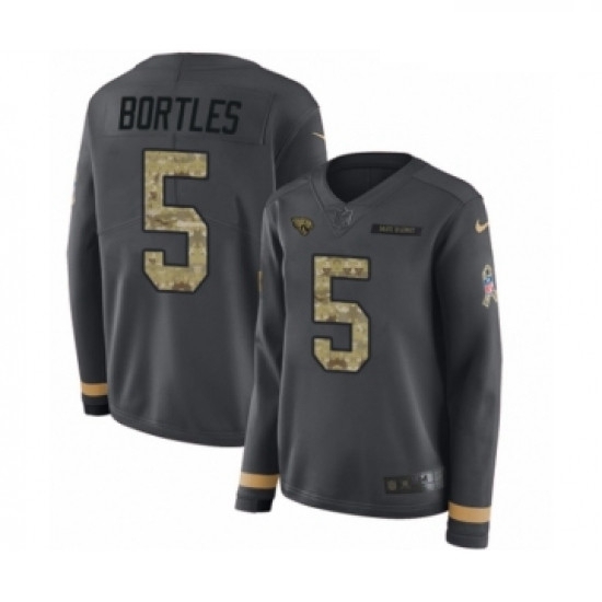 Womens Nike Jacksonville Jaguars 5 Blake Bortles Limited Black Salute to Service Therma Long Sleeve 