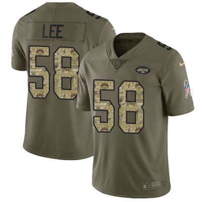 Youth Nike Jets #58 Darron Lee Olive Camo Stitched NFL Limited 2017 Salute to Service Jersey