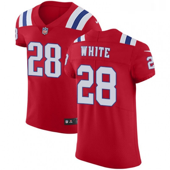 Mens Nike New England Patriots 28 James White Red Alternate Vapo