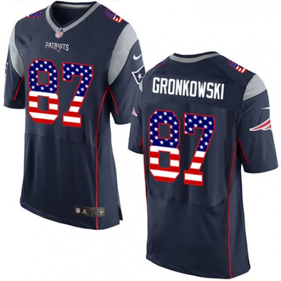 Mens Nike New England Patriots 87 Rob Gronkowski Elite Navy Blue